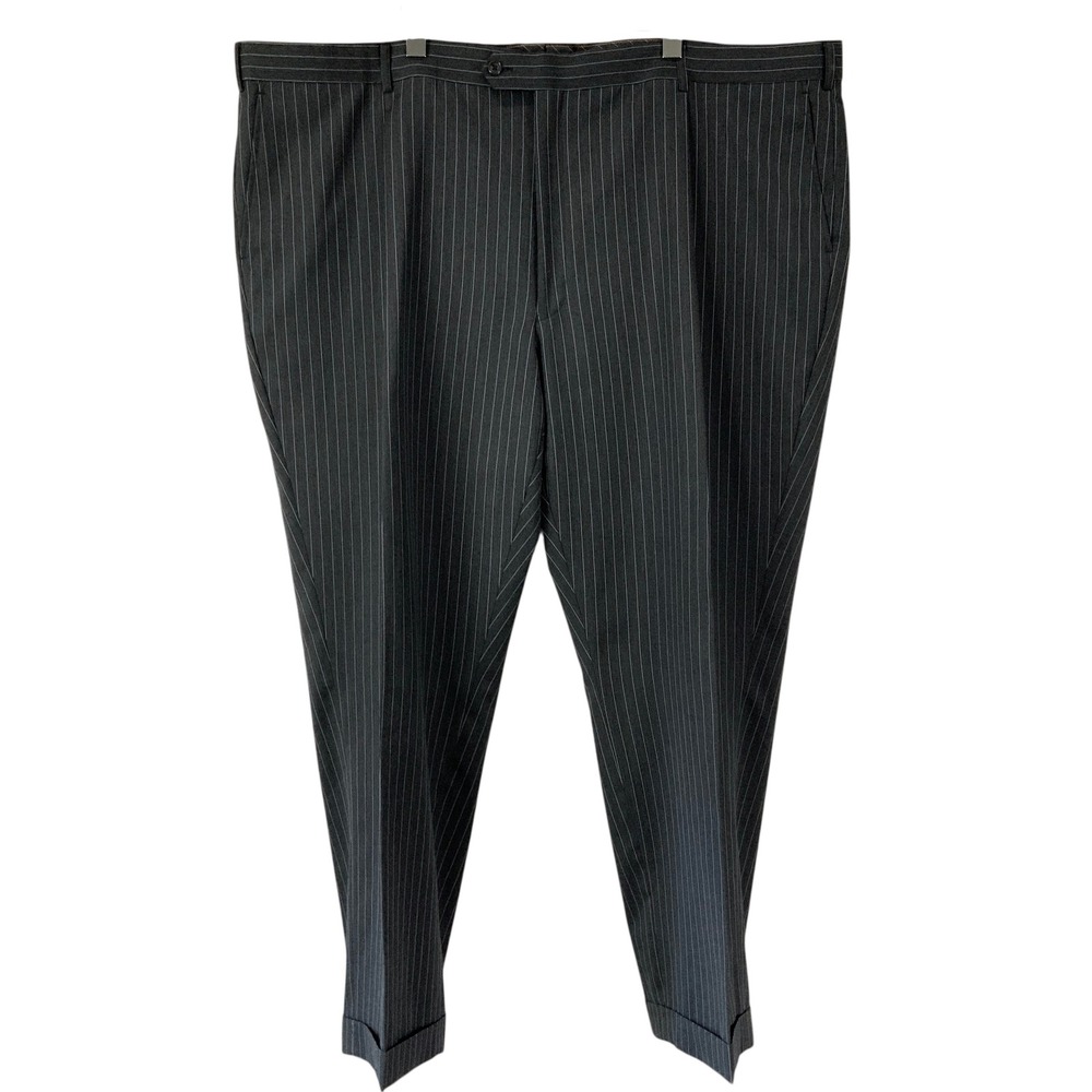 COOGI LUXE Men Charcoal Pinstripe Wool Blend Pleated Dress Pants Size 51W 32L
